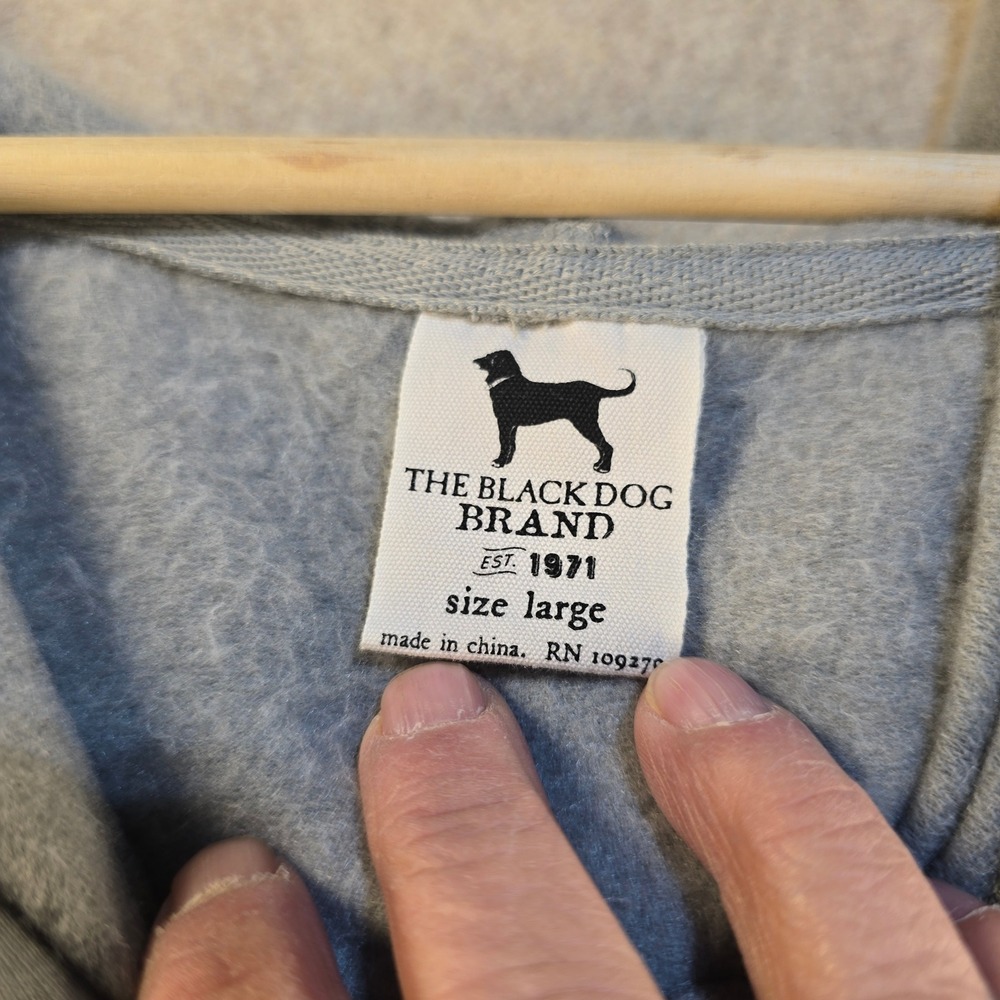 The Black Dog Brand Womens Large Gray Crossover Hoodie Drawstring Hem Logo T1240 - Picture 5 of 7